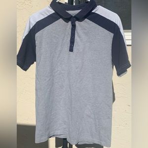Mens’ Gray boohooMAN Colour Block Polo Shirt (Size: L)